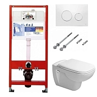 Инсталляция TECE c унитазом Duravit D-Code 45350900A1 (25350900002), подвесной с крышкой D-Code 0067390000, сиденье микролифт, комплект
