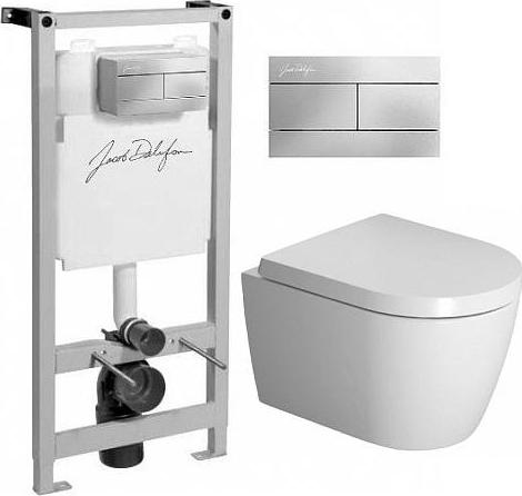 Комплект инсталляции Jacob Delafon Installation E21928RU-CP с клавишей смыва и подвесным унитазом Duravit ME by Starck 2530090000 с крышкой-сиденьем Duravit ME by Starck 0020190000 с микролифт - duravit shop