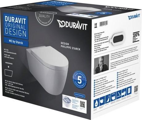 Унитаз подвесной Duravit ME by Starck Rimless 45290900A1 безободковый с сиденьем микролифт - duravit shop