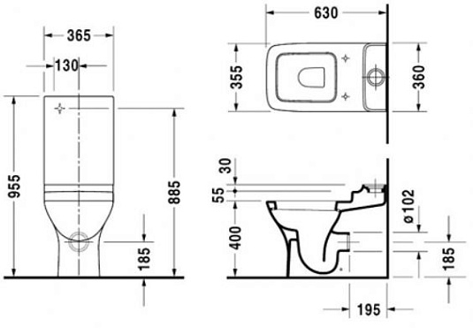 Унитаз напольный Duravit Pura Vida 2119090064 с бачком 0872700005 - duravit shop