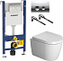 Комплект инсталляции Geberit Duofix 458.124.21.1 UP100 для подвесного унитаза, Н112, с клавишей Delta 21 (хром глянец) и подвесного унитаза Duravit ME by Starck 2530090000 с крышкой сиденьем микролифт