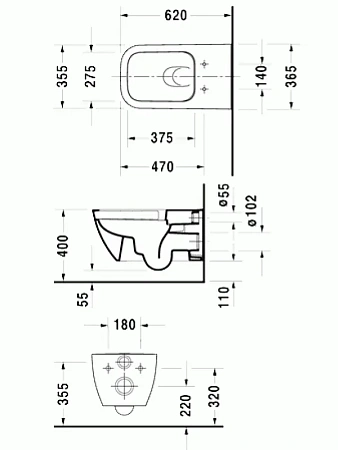 Подвесной унитаз Duravit Happy D. 2 2550090000 - duravit shop