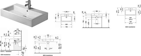 Раковина на столешницу 70 см Duravit Vero 0454700071 - duravit shop