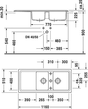 Кухонная мойка Duravit Cassia 116 7513110800, черный - duravit shop