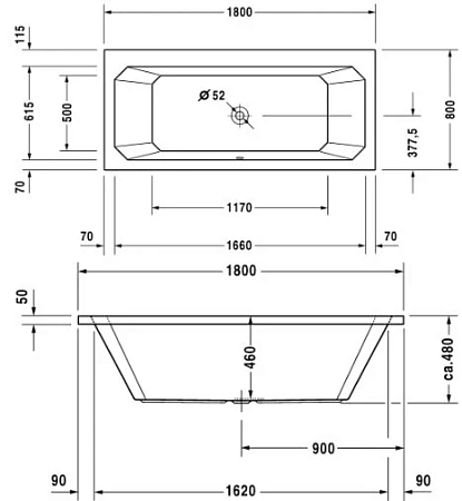 Акриловая ванна Duravit 1930 Series 700156000000000 белый - duravit shop