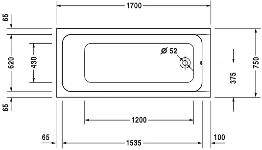 Акриловая ванна Duravit D-Code 700100000000000 белый - duravit shop