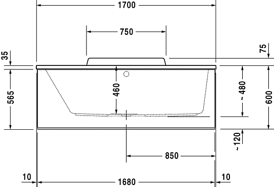 Ванна акриловая 170x75 Duravit Durastyle 700296 с ножками 790100 - duravit shop
