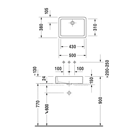 Раковина накладная Duravit Vero 455500000 белый - duravit shop